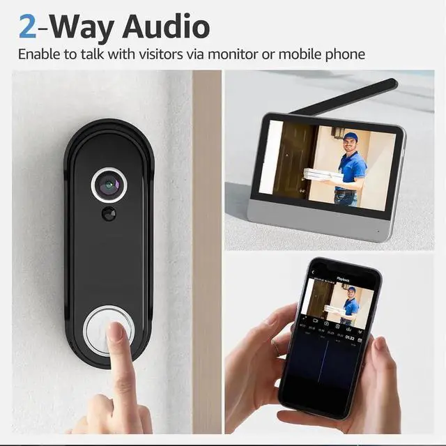 Main image of Wireless Smart Video Doorbell System,7" Touchscreen Display,1080P Video Doorbell Camera with Motion Detection,2-Way Audio,Local Storage No Subscription, Easy Install Without Wiring