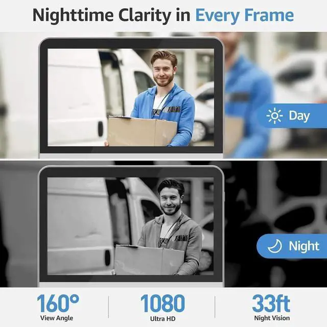 Alt view image 4 of 7 - Wireless Smart Video Doorbell System,7" Touchscreen Display,1080P Video Doorbell Camera with Motion Detection,2-Way Audio,Local Storage No Subscription, Easy Install Without Wiring