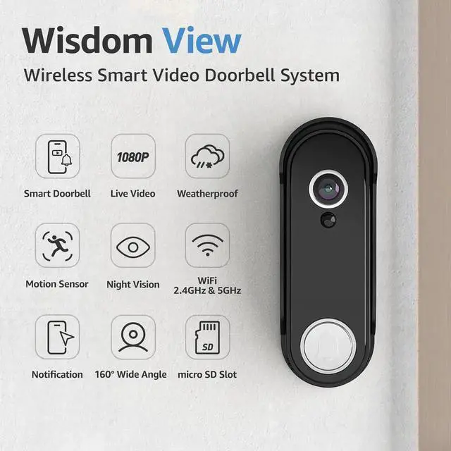 Alt view image 5 of 7 - Wireless Smart Video Doorbell System,7" Touchscreen Display,1080P Video Doorbell Camera with Motion Detection,2-Way Audio,Local Storage No Subscription, Easy Install Without Wiring