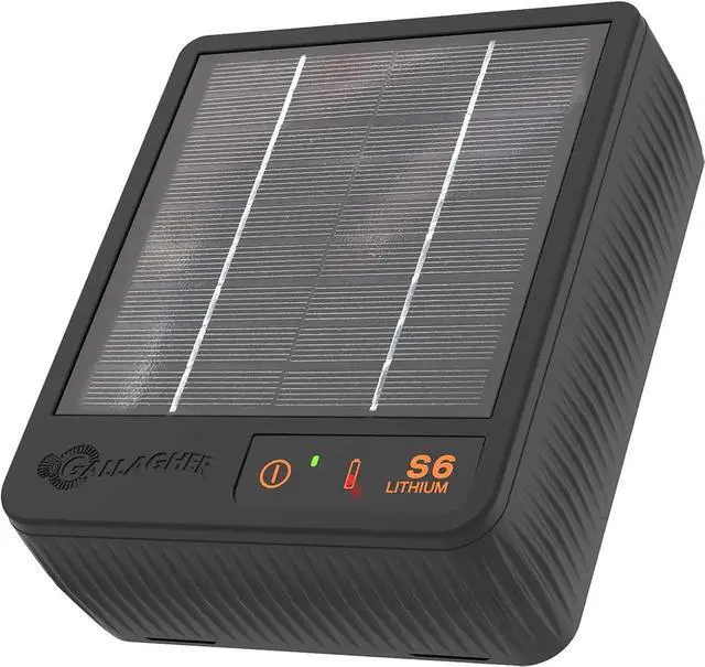 Main image of S6 Solar Electric Fence Charger | Solar Fence Energizer for Gardens, Chickens, Goats, and Pets | Solar-Powered Fence Charger with Lithium Battery | Mounts Directly to Grounding Rod