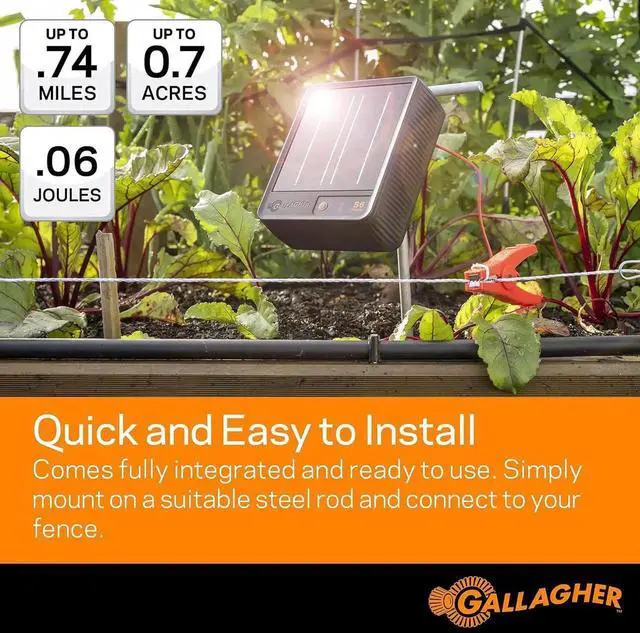 Alt view image 6 of 6 - S6 Solar Electric Fence Charger | Solar Fence Energizer for Gardens, Chickens, Goats, and Pets | Solar-Powered Fence Charger with Lithium Battery | Mounts Directly to Grounding Rod