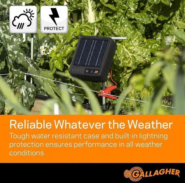 Alt view image 5 of 6 - S6 Solar Electric Fence Charger | Solar Fence Energizer for Gardens, Chickens, Goats, and Pets | Solar-Powered Fence Charger with Lithium Battery | Mounts Directly to Grounding Rod