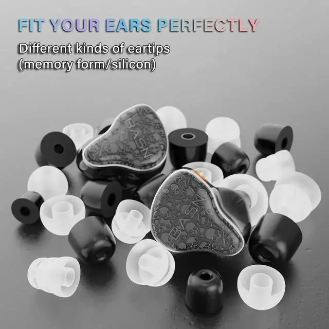 Alt view image 5 of 7 - Bmaster5 in Ear Monitors, 1DLC Diaphragm+4BA 5 Drivers Drummers Headphones with Silver-Plated OFC Cable, Noise Isolation IEM Earbuds for Musicians (Midnight Black)