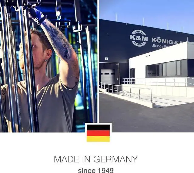 Alt view image 4 of 5 - Konig & Meyer 14940.000.55 Speaker Mounting Fork Stand | Adjustable Width 12- 19 | Two 55 lbs Single Speakers on Slip On Stand | Attach to 1.38 Tube Diameter | German Made | Black