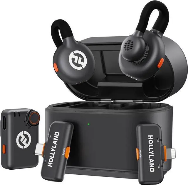 Main image of Hollyland Lark M2S Ultimate Combo (Camera RX+USB-C RX+Lightning RX) Wireless Lavalier Microphone for iPhone/Camera/Android/PC, Compact Mic, Titanium Clip, Noise Cancelling, Content Creation Black