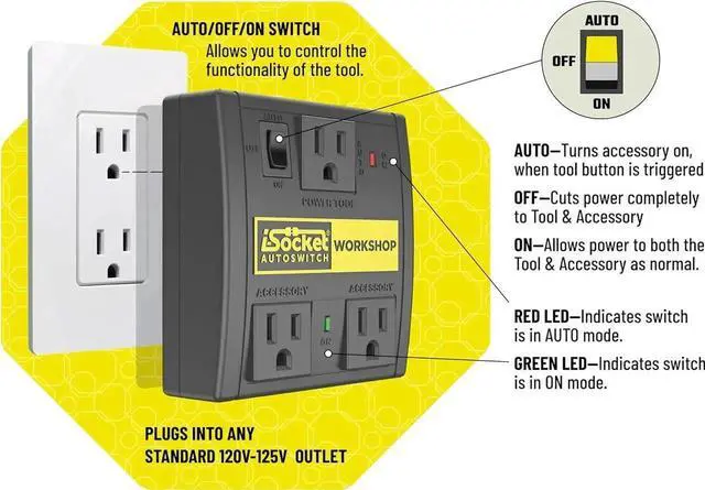 Alt view image 3 of 7 - Automated Vacuum Switch, Dust Control with Automatic Shutoff and Delay - Prnts Inrush Current from Circuit Overload