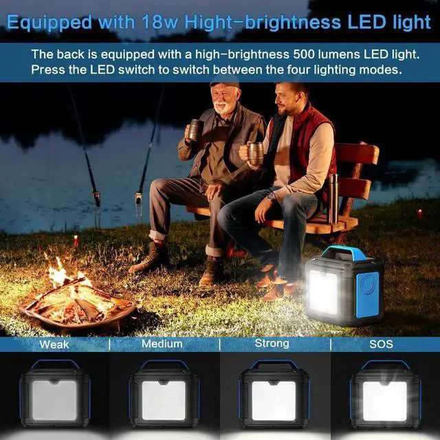 Alt view image 4 of 7 - Portable Power Station, 300W 296Wh Solar Generator Quick Charge / 110V AC Outlets/DC Ports and LED Flashlight, Lithium Battery Backup for Home Outdoor Travel Camping Blackout blue