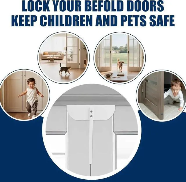 Alt view image 6 of 6 - Metal Bifold Door Lock, Closet Protection Child and Cats&Dogs Proof Cabinet Locks, Installation-Free, 4 Pack