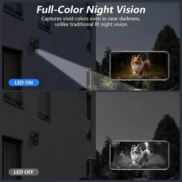 Alt view image 6 of 7 - 2K Security Cameras Wireless Outdoor-360° PTZ Cameras for Home Security with Solar Panel/Battery Powered, Night Vision, Two-Way Audio, PIR Sensor, Works with Alexa, R1 4P Black (2.4Ghz Only)