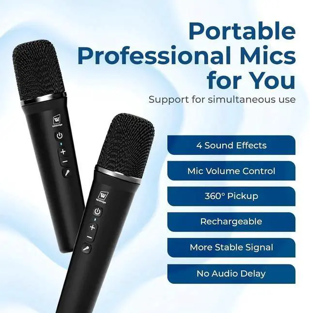 Alt view image 4 of 7 - 100W Powerful Voice Amplifier with 2 Wireless Microphones, Big Pro Sound Portable Speaker with Microphone, Bluetooth Speaker PA System Karaoke Machine Support BT/USB/TF Card/Aux/Guitar S99