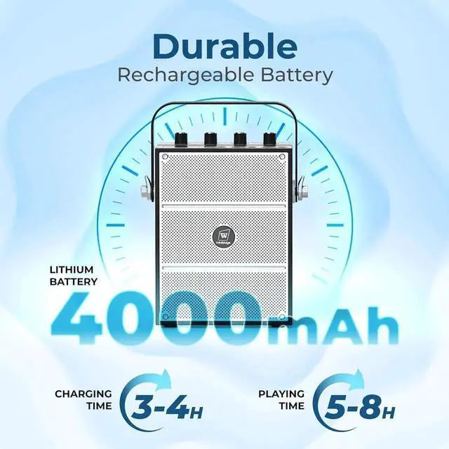 Alt view image 5 of 7 - 100W Powerful Voice Amplifier with 2 Wireless Microphones, Big Pro Sound Portable Speaker with Microphone, Bluetooth Speaker PA System Karaoke Machine Support BT/USB/TF Card/Aux/Guitar S99