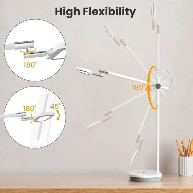 Alt view image 3 of 7 - LED Desk La with CRI 98, Advanced Eye-Caring Bright Desk Light for Crafting, Home Office & Kids Studying, Multi-Angle Adjustae, Dimmae Full Spectrum with Touch & Gesture Control