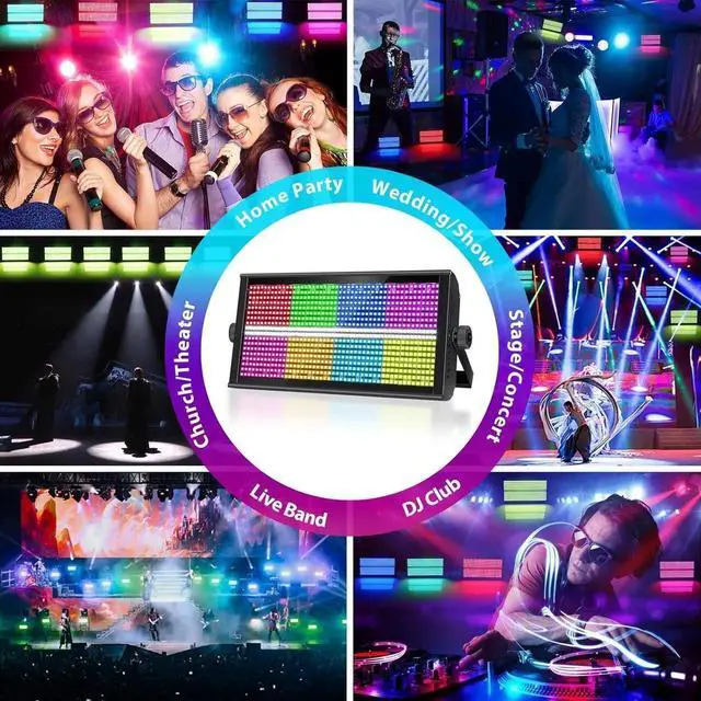 Alt view image 6 of 6 - LED Stage Strobe Light,960 LEDs RGBW DJ Strobe Lights with 48 RGB&8 White Segments by DMX Control Master-Slave Auto Play for Event Stage Club Bar Party Show Wedding Stage Lighting