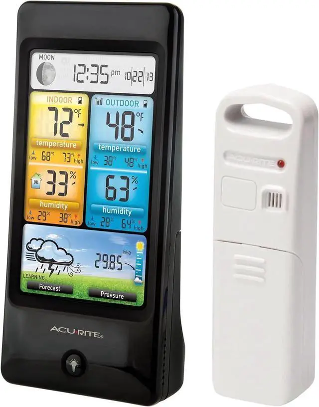 Alt view image 3 of 5 - 02016 Color Weather Station with Forecast/Temperature/Humidity, Black black -