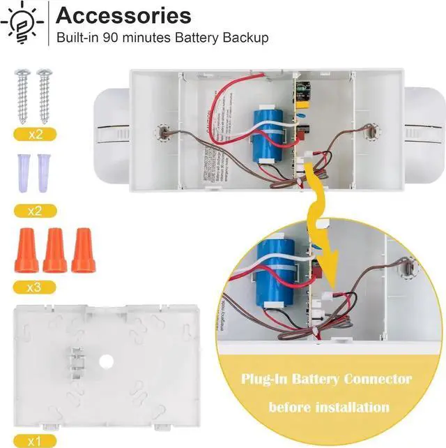 Alt view image 3 of 7 - LED Commercial Emergency Light with Dual Head and Backup Battery, US Standard, AC 120-277V, Hardwired Emergency Light Fixtures for Business Office Power Outages, 12-Pack
