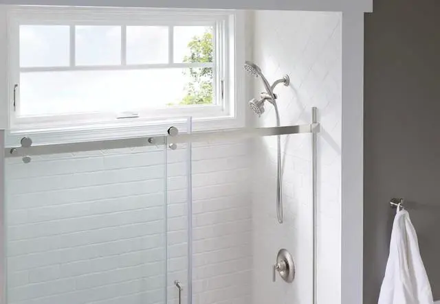 Alt view image 3 of 7 - Ignite Brushed Nickel Five-Function 3-3/4" Diameter 5-Function Shower Spray Head with Handheld Showerhead, 20016SRN