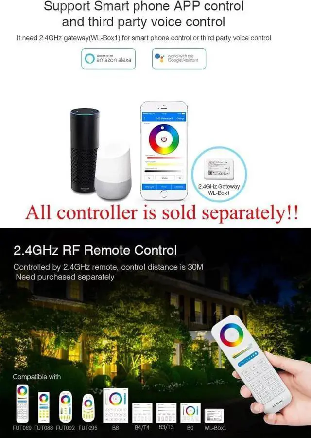 Alt view image 4 of 7 - FUTC02 Miboxer 9W RGB+CCT Outdoor LED Garden Spotlight AC 110V 16 Million Colors Changing,Color Temperature Adjust.Smphone APP Can't Control Directly