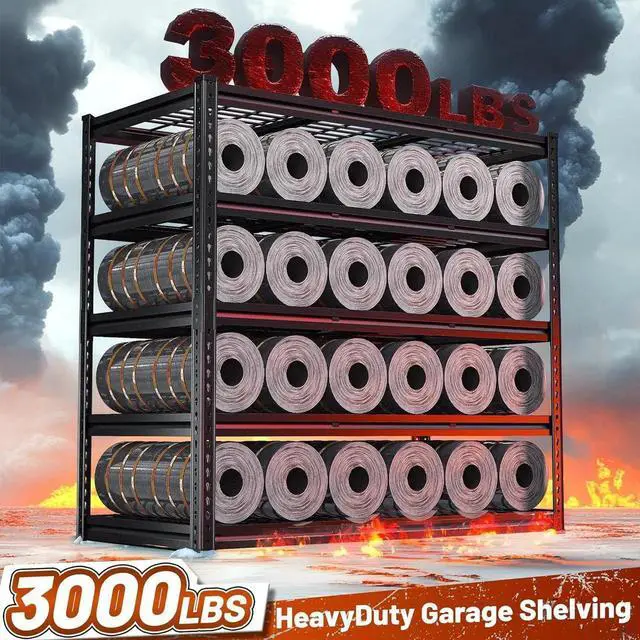 Alt view image 4 of 7 - 48" W Garage Shelving 3000LBS Metal Shelving Heavy Duty Storage Shelves Adjust Metal Shelf 5 Tier Pantry Shelves for Warehouse Garage Basement Pantry 48" W x 24" D x 72" H