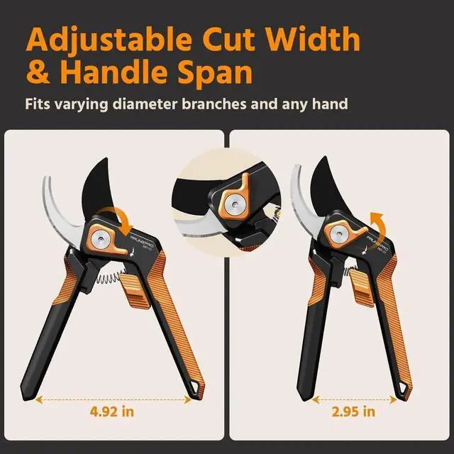 Alt view image 5 of 6 - Pruning Shears for Gardening Professional Bypass Hand Pruner Stainless Steel Sharp Blade Garden Scissors Plant Flower Clipper Orange 2 Pack -