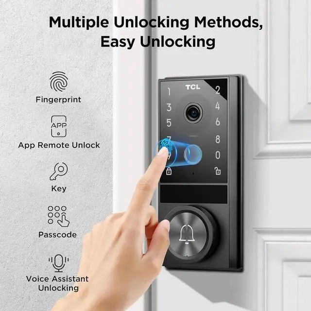Alt view image 4 of 6 - D1 Max Security Video Smart Lock, 3-in-1 2K Camera, Doorbell & Fingerprint Keyless Entry Door Lock, WiFi Smart Door Lock with App Remote Control, PIR Motion Detection, Easy Installation