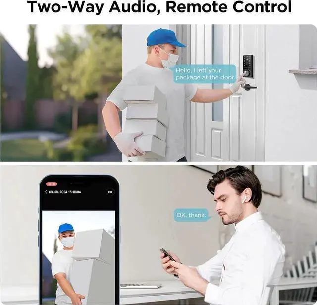 Alt view image 5 of 6 - D1 Max Security Video Smart Lock, 3-in-1 2K Camera, Doorbell & Fingerprint Keyless Entry Door Lock, WiFi Smart Door Lock with App Remote Control, PIR Motion Detection, Easy Installation