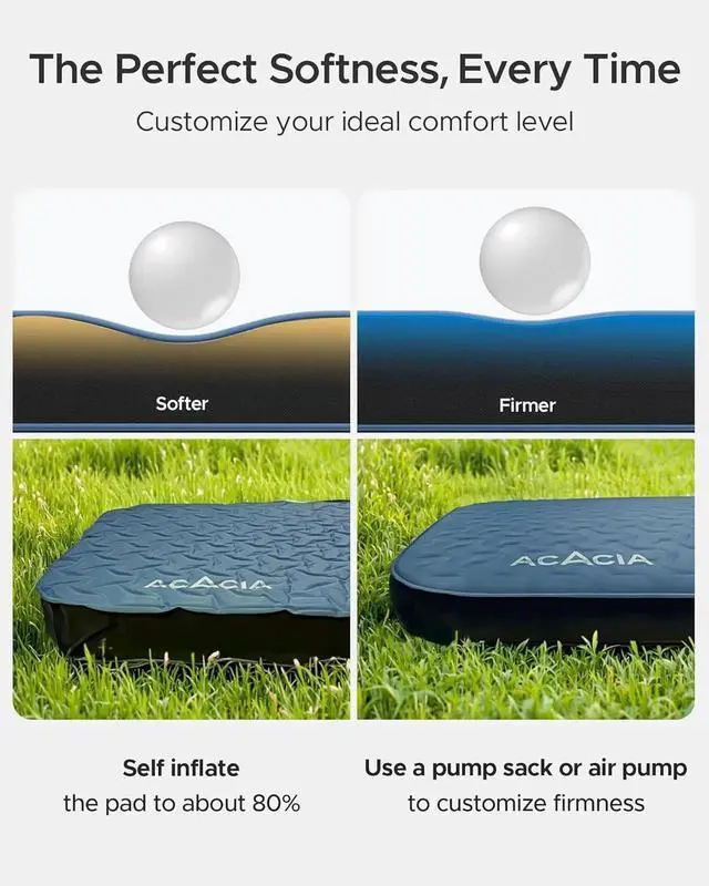 Alt view image 7 of 7 - 4.3" Thick Self Inflating Sleeping Pad with Foam | Innovative Y-Shaped Telescopic Structure | Ultraportable Camping Mattress | Outdoor Compact Air Mat for Tent Car |