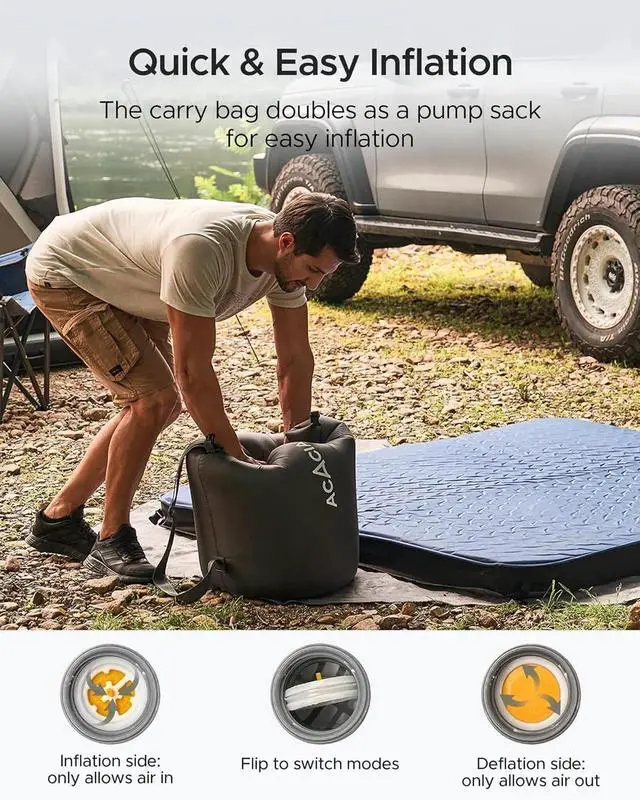 Alt view image 3 of 7 - 4.3" Thick Self Inflating Sleeping Pad with Foam | Innovative Y-Shaped Telescopic Structure | Ultraportable Camping Mattress | Outdoor Compact Air Mat for Tent Car |