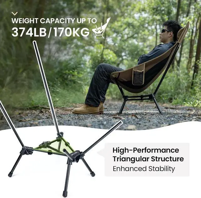Alt view image 6 of 7 - Tigerblade High Back Camping Chair with Pillow Design, Comfortable Widened Seat Folding Chair