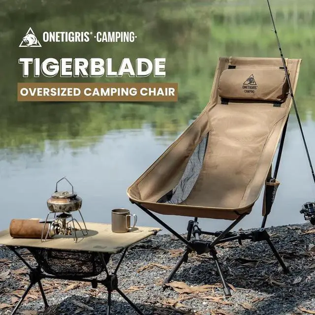 Alt view image 3 of 7 - Tigerblade High Back Camping Chair with Pillow Design, Comfortable Widened Seat Folding Chair