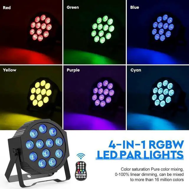 Alt view image 6 of 7 - Battery Powered Stage Lights, Rechargeable Par Can Lights with DMX/Remote/Sound Activated, RGBW 4 in 1 LED Uplights for Events Wedding Party Club Concert Indoor 1Pack