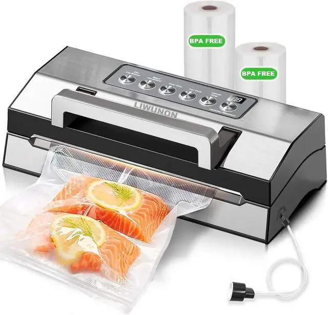 Alt view image 5 of 7 - 2025 Upgraded Precision Fast-Vacuum Sealer, Commercial Full Automatic Food Vacuum Sealer Machine, Double Heat Seal, Built-in Cutter&Bag Storage, Powerful Food Vacuum Saver, 2 Bag Rolls&hose