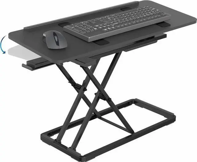 Main image of Single Top 30 inch Tilting Scissors Lift Keyboard and Mouse Riser, Height Adjustable Laptop Desk, for Ergonomic Sit Stand Workstations, Black, Desk-TKR1