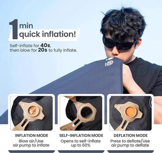 Alt view image 4 of 7 - LIGHTDREAM Sleeping Pad Self-Inflating Foam Mat Mattress for Camping Backpacking Trekking Car Trips Travels