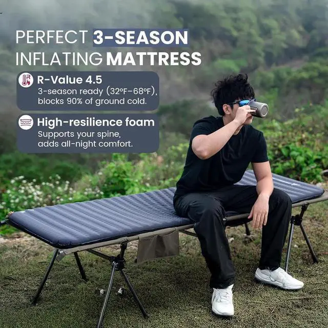 Alt view image 3 of 7 - LIGHTDREAM Sleeping Pad Self-Inflating Foam Mat Mattress for Camping Backpacking Trekking Car Trips Travels