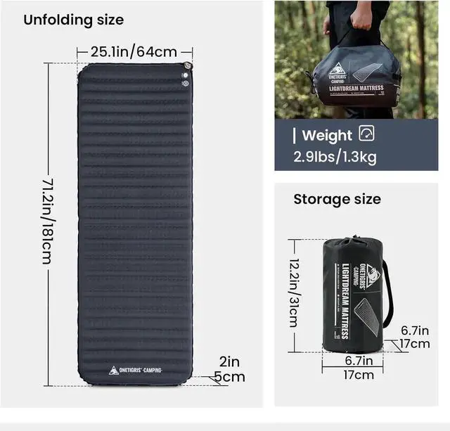 Alt view image 6 of 7 - LIGHTDREAM Sleeping Pad Self-Inflating Foam Mat Mattress for Camping Backpacking Trekking Car Trips Travels