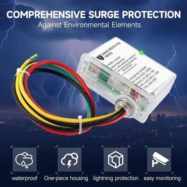 Alt view image 4 of 7 - 120/240 VAC Universal HVAC Surge Protective Device AG3000 TPMOV Technology, Watertight Enclosure, Comprehensive Surge Protection
