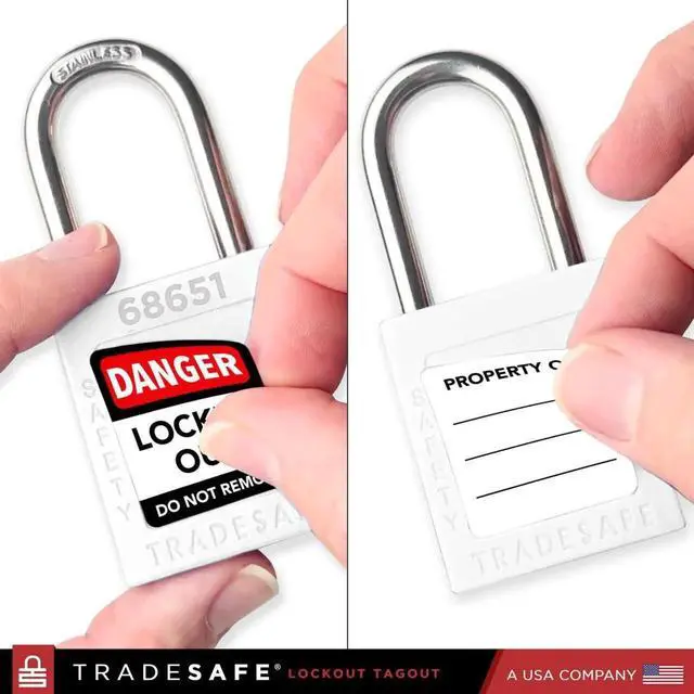 Alt view image 7 of 7 - Lockout Tagout Locks Set - 10 White Loto Locks, Keyed Different Lock Out Tag Out Padlocks, 2 Keys Per Lock, OSHA Coliant Lockout Locks