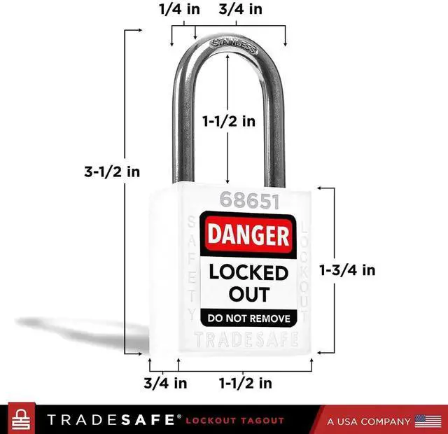 Alt view image 3 of 7 - Lockout Tagout Locks Set - 10 White Loto Locks, Keyed Different Lock Out Tag Out Padlocks, 2 Keys Per Lock, OSHA Coliant Lockout Locks