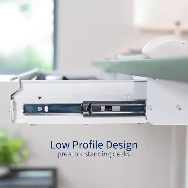 Alt view image 4 of 7 - Large 33 inch Under Desk Slide Out Storage Drawer Organizer, White, DESK-DR33-W