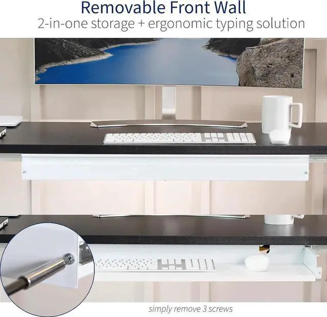 Alt view image 3 of 7 - Large 33 inch Under Desk Slide Out Storage Drawer Organizer, White, DESK-DR33-W