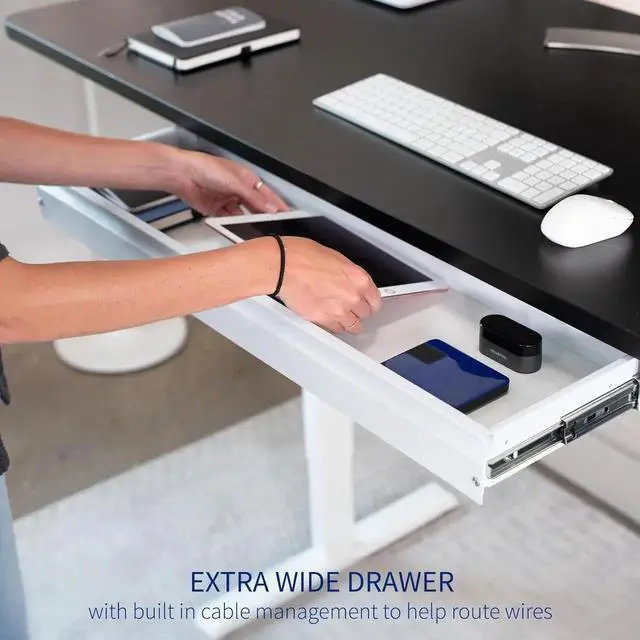 Alt view image 7 of 7 - Large 33 inch Under Desk Slide Out Storage Drawer Organizer, White, DESK-DR33-W