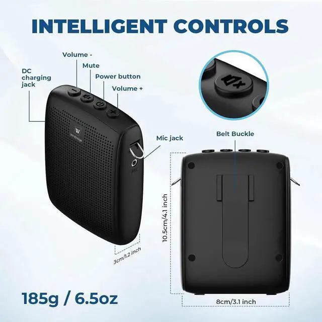 Alt view image 7 of 7 - WinBridge Wireless Voice Amplifier with Microphone for Teachers, Portable PA System with Bluetooth Handheld Mic, Portable Speaker Mic Set, Cardioid Pickup for Classroom, Outdoor, Public Speaking WB009