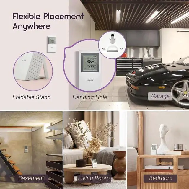 Alt view image 6 of 7 - Portae Radon Detector, Home Radon Meter, US Version-Pci/L, Short-Term and Long-Term Monitoring, Battery Included (INK-RD1-W)