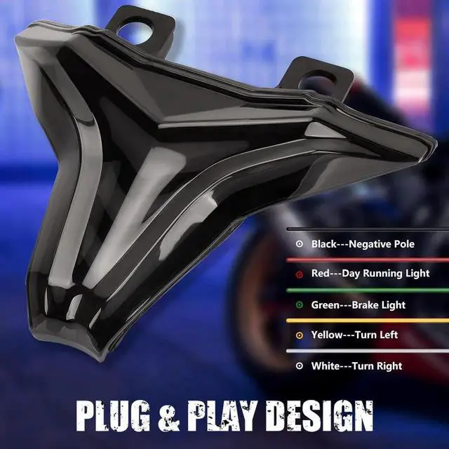 Alt view image 6 of 7 - Motorcycle LED Tail Lights RGB Control for NINJA 400 2018-2024 Z400 Z250 Z400 Z1000 Z1000R ZX6R ZX10R ZX10RR Rear Brake Light DRL with Turn Signals Sequential Dynamic Indicator
