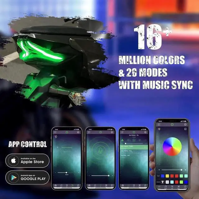 Alt view image 5 of 7 - Motorcycle LED Tail Lights RGB Control for NINJA 400 2018-2024 Z400 Z250 Z400 Z1000 Z1000R ZX6R ZX10R ZX10RR Rear Brake Light DRL with Turn Signals Sequential Dynamic Indicator