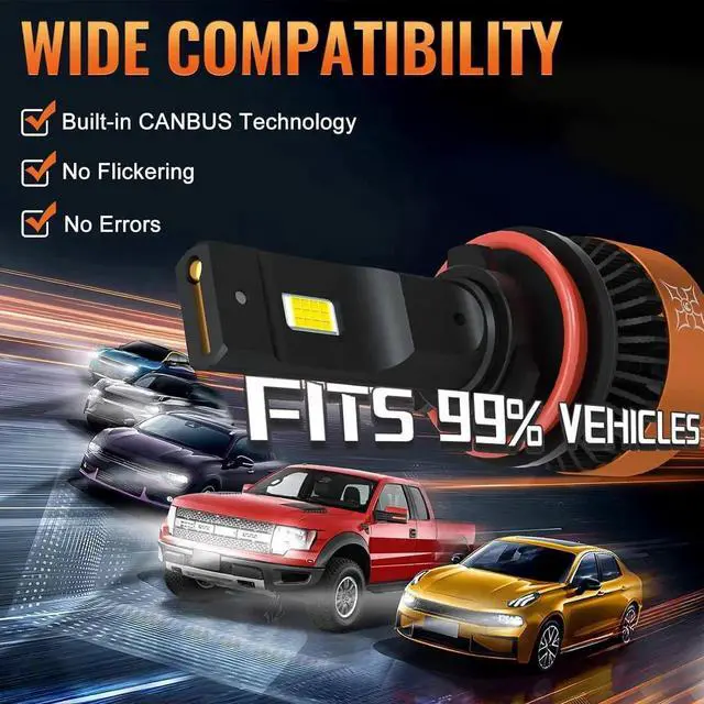 Alt view image 2 of 6 - 9005 Foglight Bulbs, 30000LM Super Bright, 6000K Cool White HB3 Light Bulb, IP68 Waterproof, Pack of 2