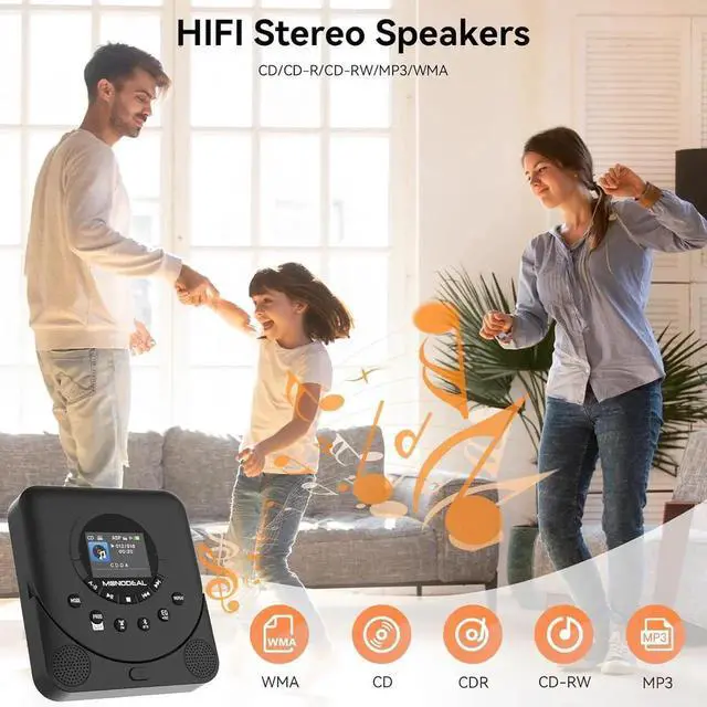 Alt view image 5 of 7 - CD Player Portable, Dual Stereo with CD Player with Speakers, Rechargeable Discman Player for car, Support TF Card, FM Receiver and Transmitter with Sleep Timer, Colorful TFT Screen