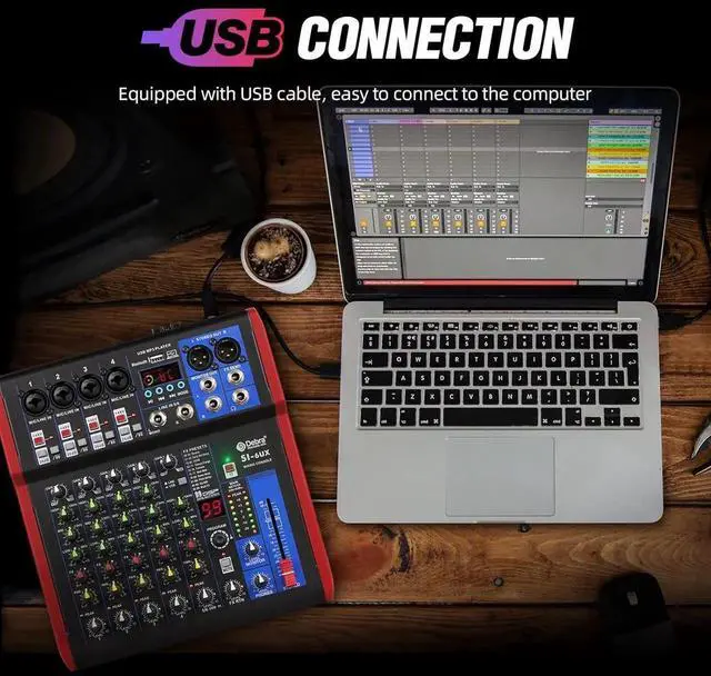 Alt view image 6 of 7 - SI Series Professional Portable Recording Mixer Audio with 99 DSP Digital Effects Mic Preamps and USB for DJ Mixer Console Karaoke Home Recording Studio (SI-6UX)