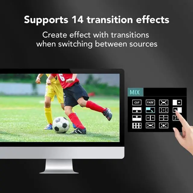 Alt view image 6 of 6 - Mini Video Mixer Switcher with 4 x HDMI Inputs 2K Input/Output Real Time Live Streaming, Support Output 6 Pictures PVW and PGM, for Facebook, YouTube, Instagram, Tiktok, RTMPS