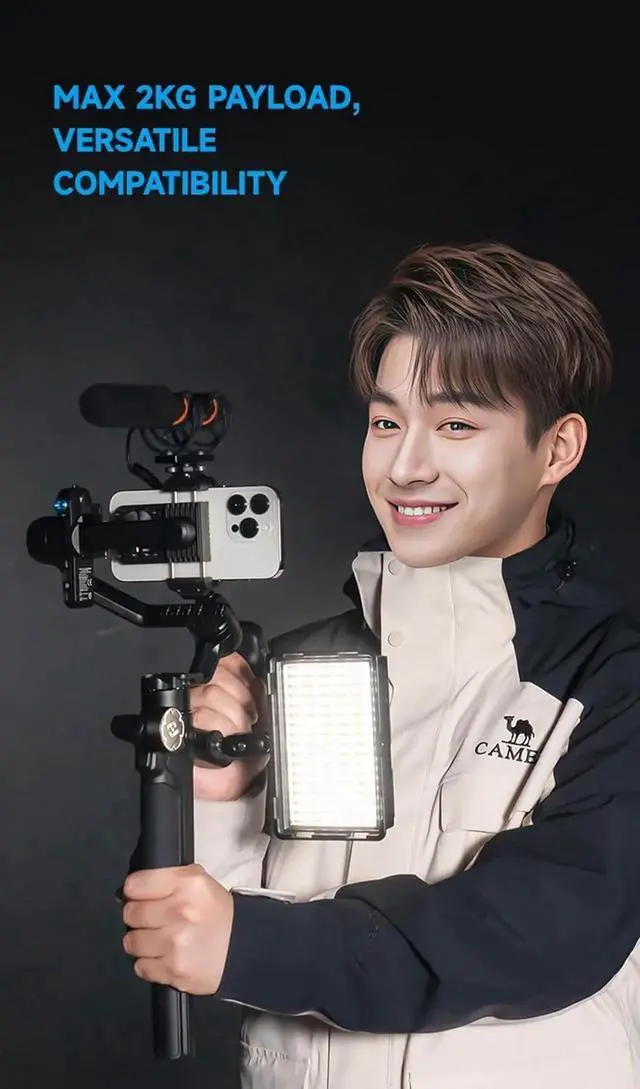 Alt view image 3 of 7 - SCORP Mini 3 Gimbal Stabilizer for Smartphone, Built-in AI Tracking Module & Cooling Fan, 2KG Payload 3-Axis Phone Gimbal with Integrated Grip Design, Gimbal Stabilizer for iPhone & Android